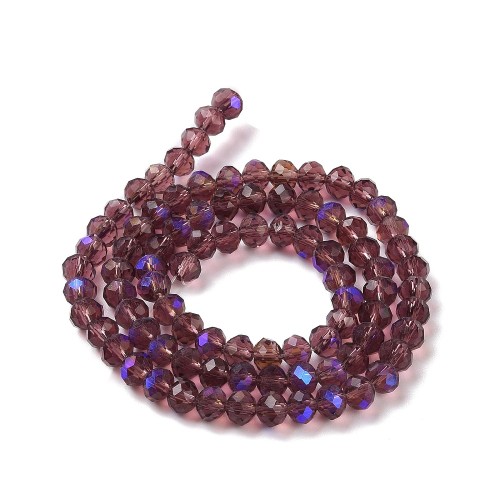 KFR193 Koraliki szklane rondelle 4x3,5mm kryształki fasetowane 110szt purpurowe AB
