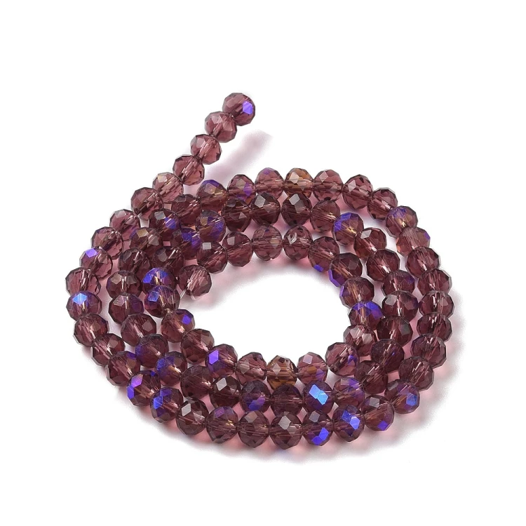 KFR193 Koraliki szklane rondelle 4x3,5mm kryształki fasetowane 110szt purpurowe AB