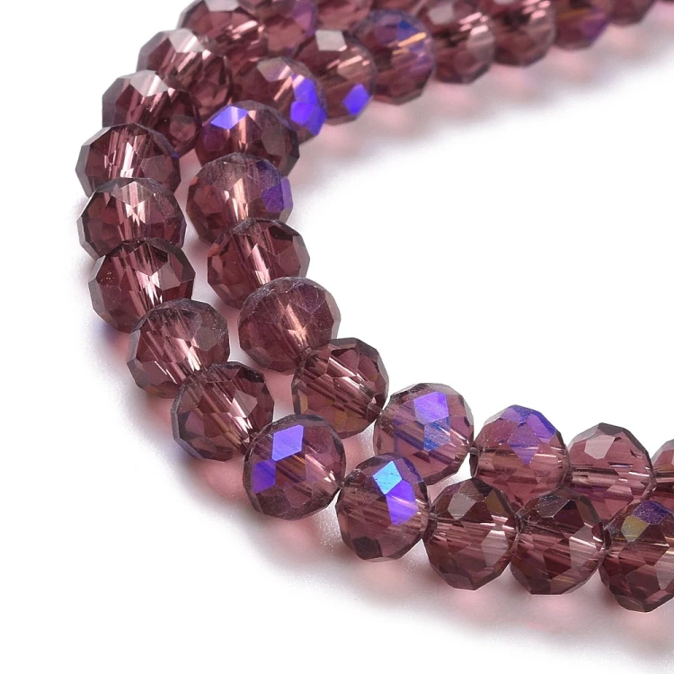 KFR193 Koraliki szklane rondelle 4x3,5mm kryształki fasetowane 110szt purpurowe AB