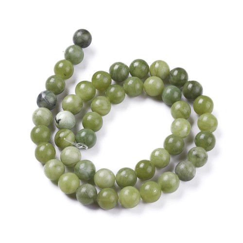 JAD174 Jadeit Taiwan kamień naturalny koraliki kule 8mm sznur 46szt zielony