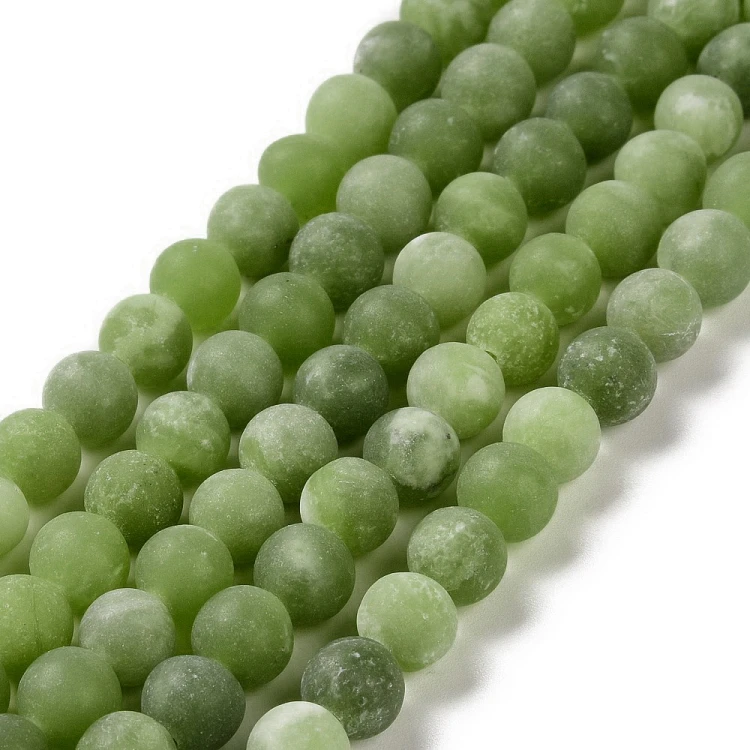 JAD176 Jadeit Taiwan kamień naturalny koraliki kule 6mm matowe sznur 59szt zielony