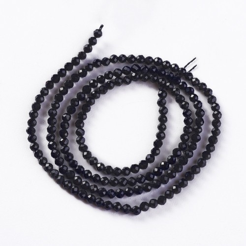 KSF99 Koraliki szklane fasetowane okrągłe 2mm sznur 185szt czarne