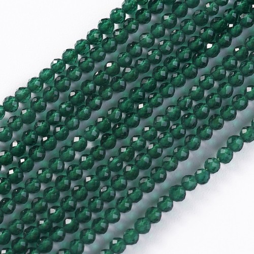 KSF100 Koraliki szklane fasetowane okrągłe 2mm sznur 185szt zielone