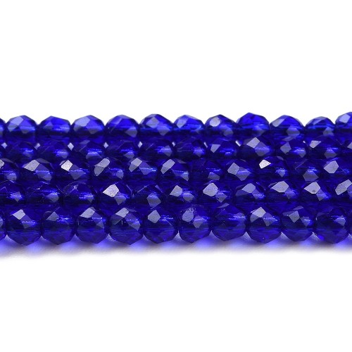 KSF103 Koraliki szklane fasetowane okrągłe 2mm sznur 165szt niebieskie