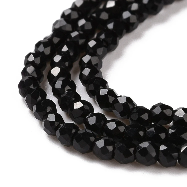 KSF105 Koraliki szklane fasetowane okrągłe 2mm sznur 165szt czarne