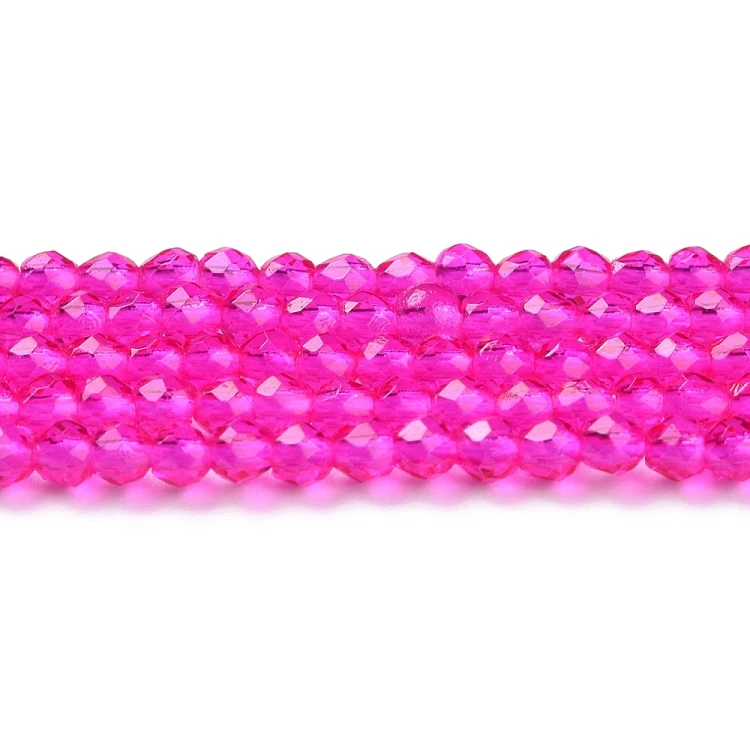 KSF106 Koraliki szklane fasetowane okrągłe 2mm sznur 165szt magenta