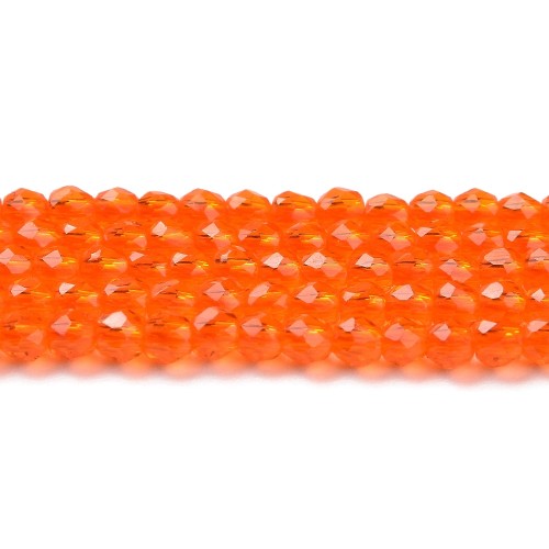 KSF108 Koraliki szklane fasetowane okrągłe 2mm sznur 165szt pomarańczowe
