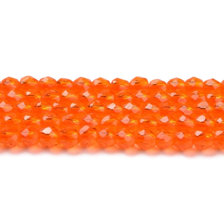 KSF108 Koraliki szklane fasetowane okrągłe 2mm sznur 165szt pomarańczowe