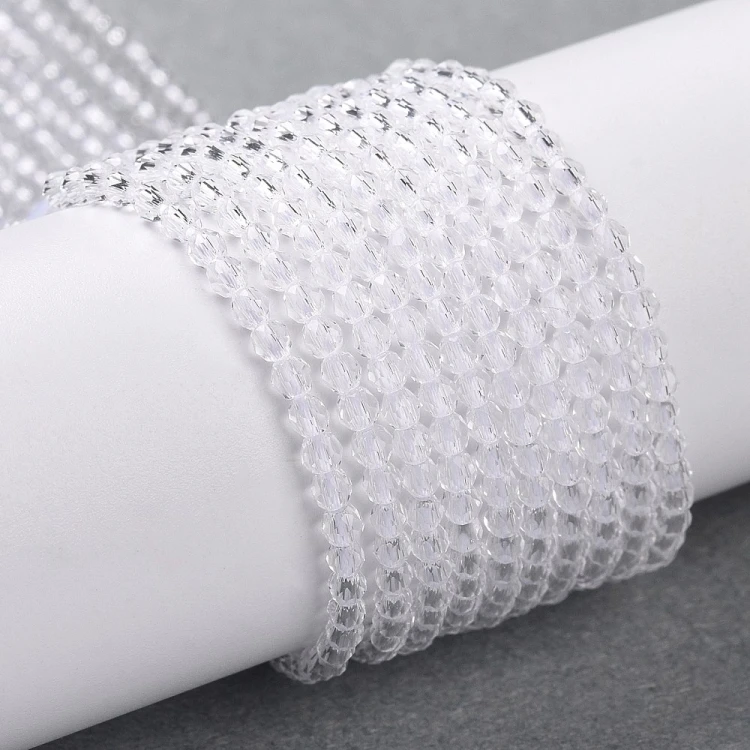 KSF111 Koraliki szklane fasetowane okrągłe 2mm sznur 165szt crystal