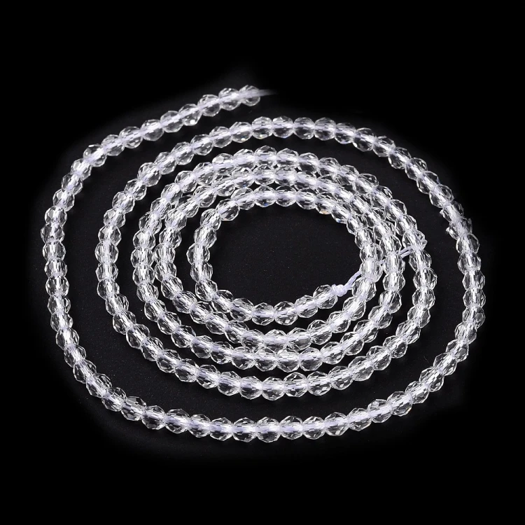 KSF111 Koraliki szklane fasetowane okrągłe 2mm sznur 165szt crystal