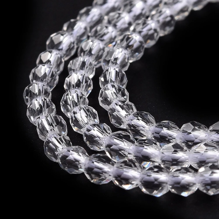 KSF111 Koraliki szklane fasetowane okrągłe 2mm sznur 165szt crystal