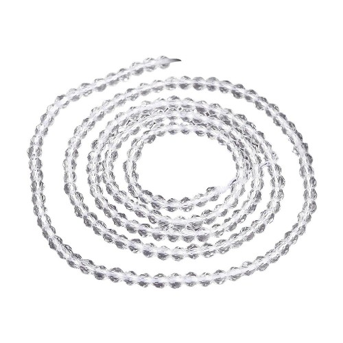 KSF111 Koraliki szklane fasetowane okrągłe 2mm sznur 165szt crystal
