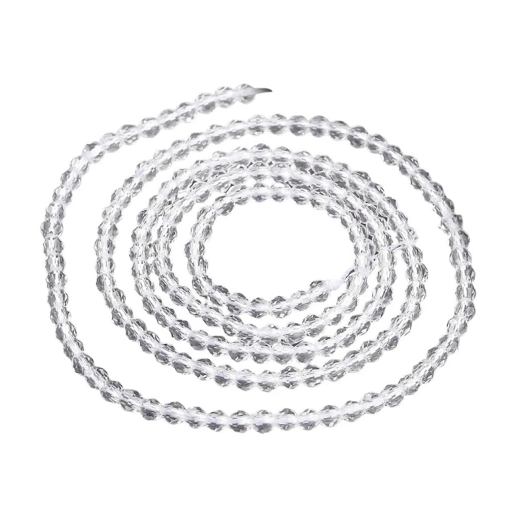 KSF111 Koraliki szklane fasetowane okrągłe 2mm sznur 165szt crystal