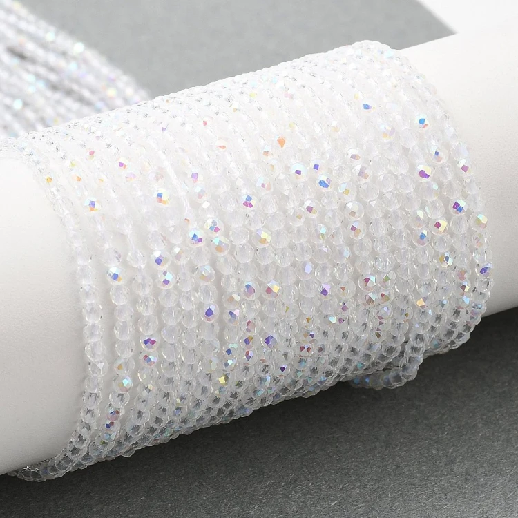 KSF112 Koraliki szklane fasetowane okrągłe 2mm sznur 165szt crystal AB