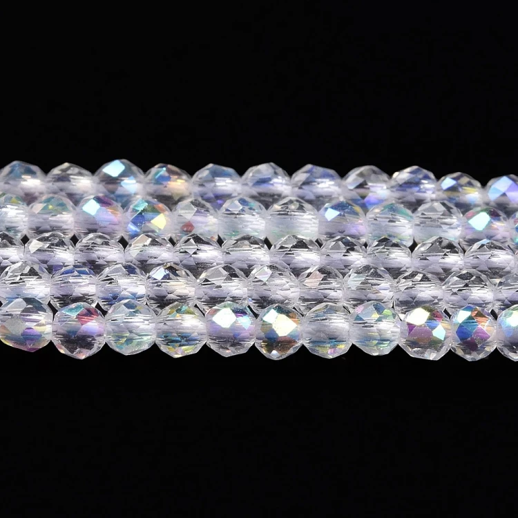 KSF112 Koraliki szklane fasetowane okrągłe 2mm sznur 165szt crystal AB