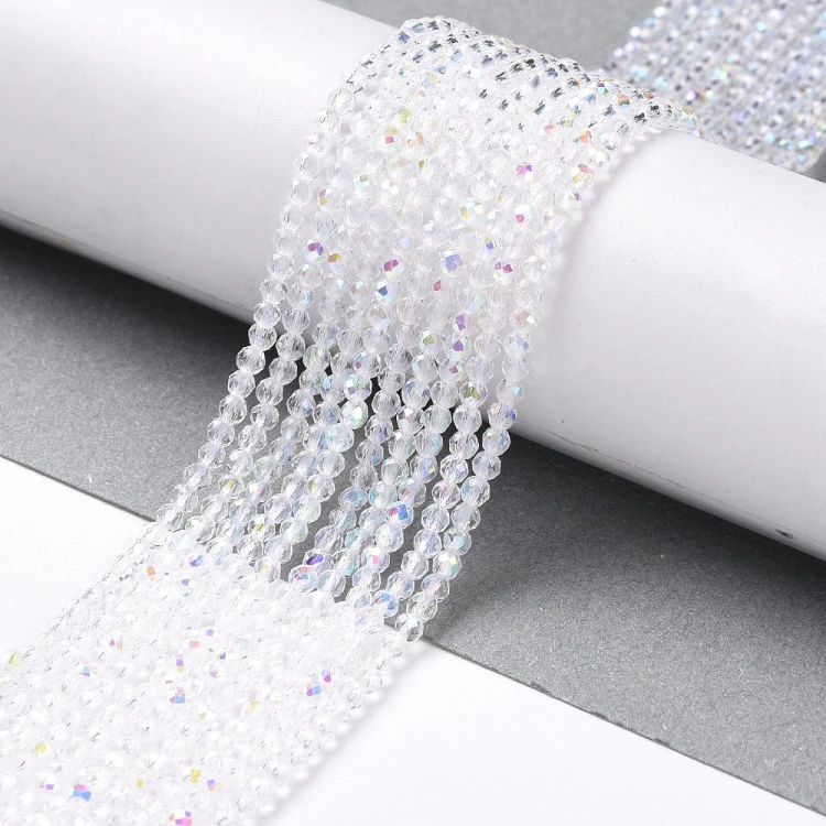 KSF112 Koraliki szklane fasetowane okrągłe 2mm sznur 165szt crystal AB