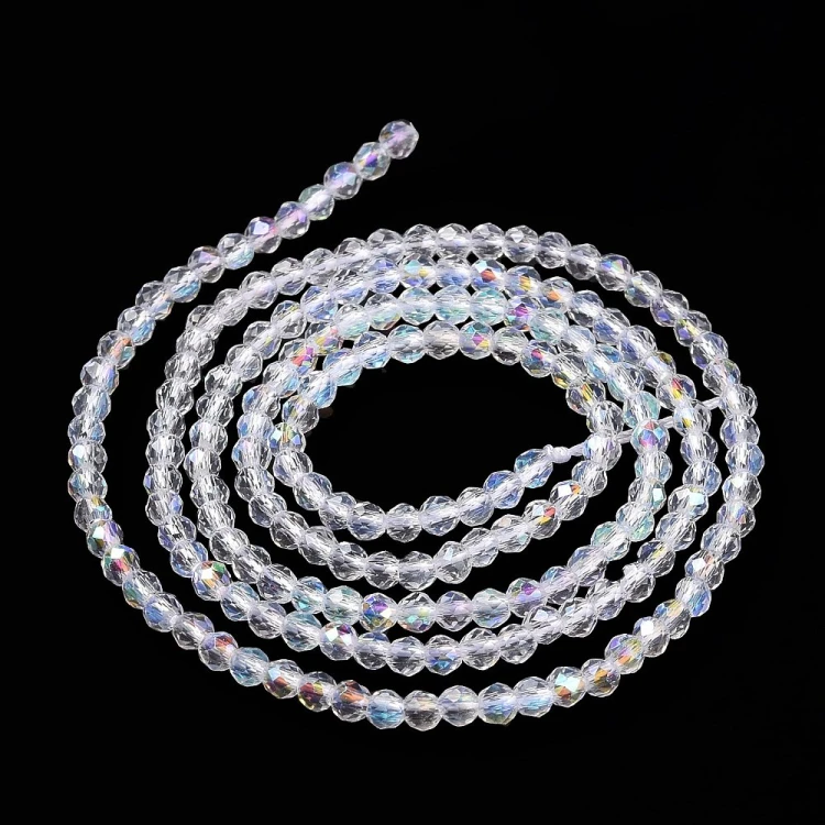 KSF112 Koraliki szklane fasetowane okrągłe 2mm sznur 165szt crystal AB