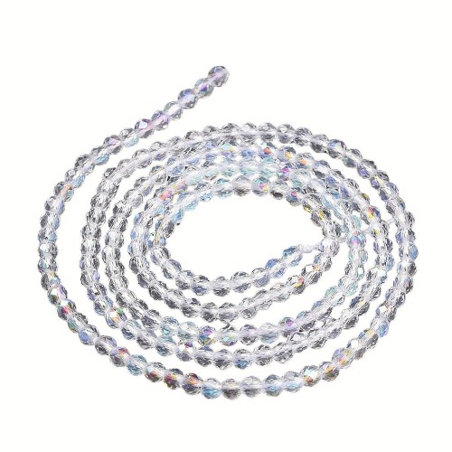 KSF112 Koraliki szklane fasetowane okrągłe 2mm sznur 165szt crystal AB