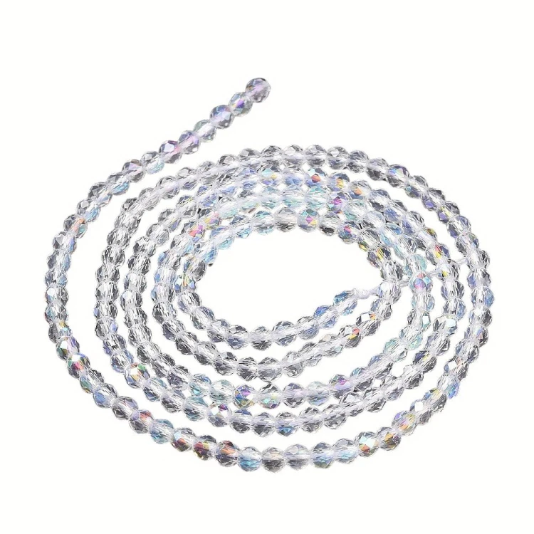KSF112 Koraliki szklane fasetowane okrągłe 2mm sznur 165szt crystal AB