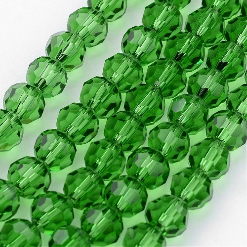 KSF120 Koraliki szklane fasetowane okrągłe 4mm sznur 88szt zielone