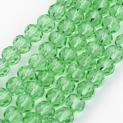 KSF121 Koraliki szklane fasetowane okrągłe 4mm sznur 88szt j.zielone