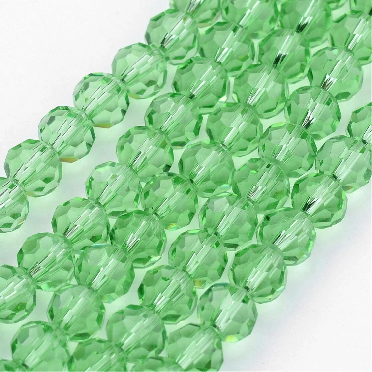 KSF121 Koraliki szklane fasetowane okrągłe 4mm sznur 88szt j.zielone