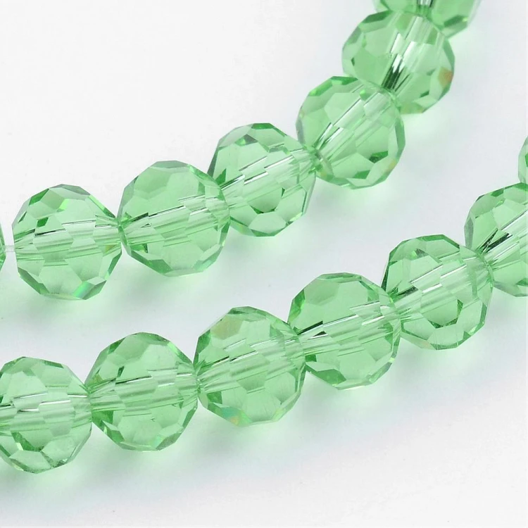 KSF121 Koraliki szklane fasetowane okrągłe 4mm sznur 88szt j.zielone
