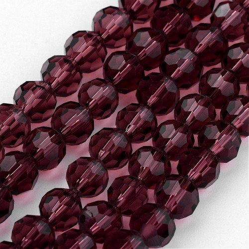 KSF122 Koraliki szklane fasetowane okrągłe 4mm sznur 88szt burgundowe