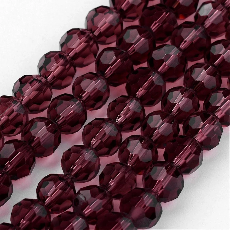 KSF122 Koraliki szklane fasetowane okrągłe 4mm sznur 88szt burgundowe