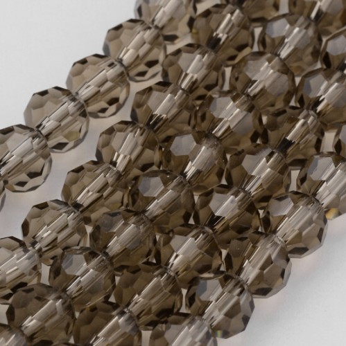 KSF123 Koraliki szklane fasetowane okrągłe 4mm sznur 88szt szare