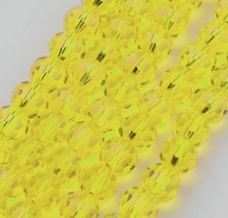 KSF125 Koraliki szklane fasetowane okrągłe 4mm sznur 88szt cytrynowe