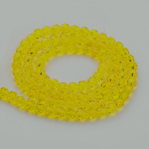 KSF125 Koraliki szklane fasetowane okrągłe 4mm sznur 88szt cytrynowe