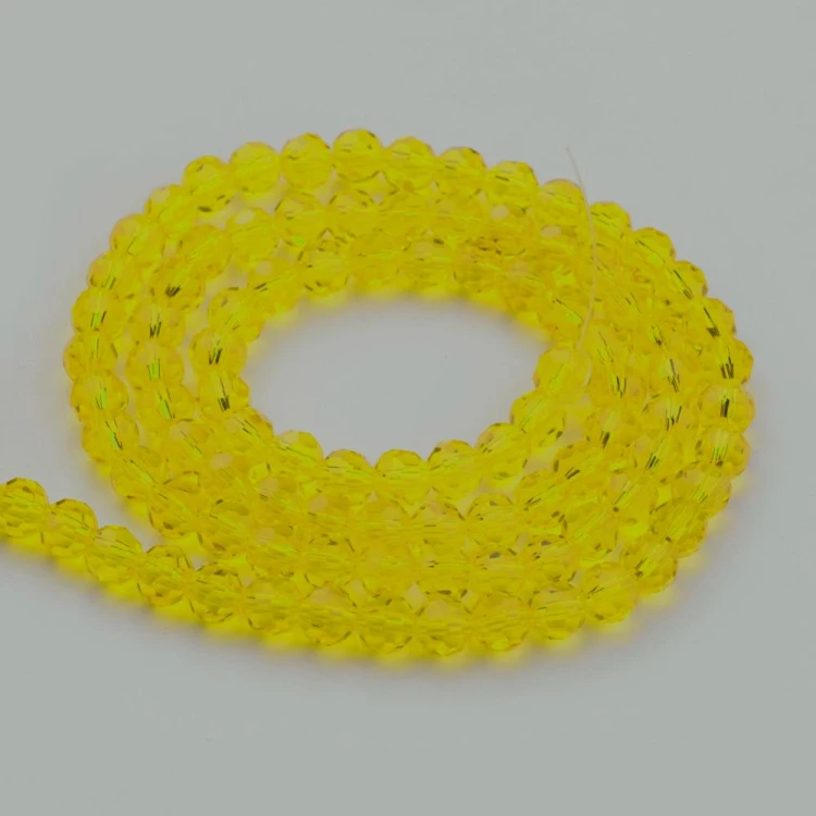KSF125 Koraliki szklane fasetowane okrągłe 4mm sznur 88szt cytrynowe