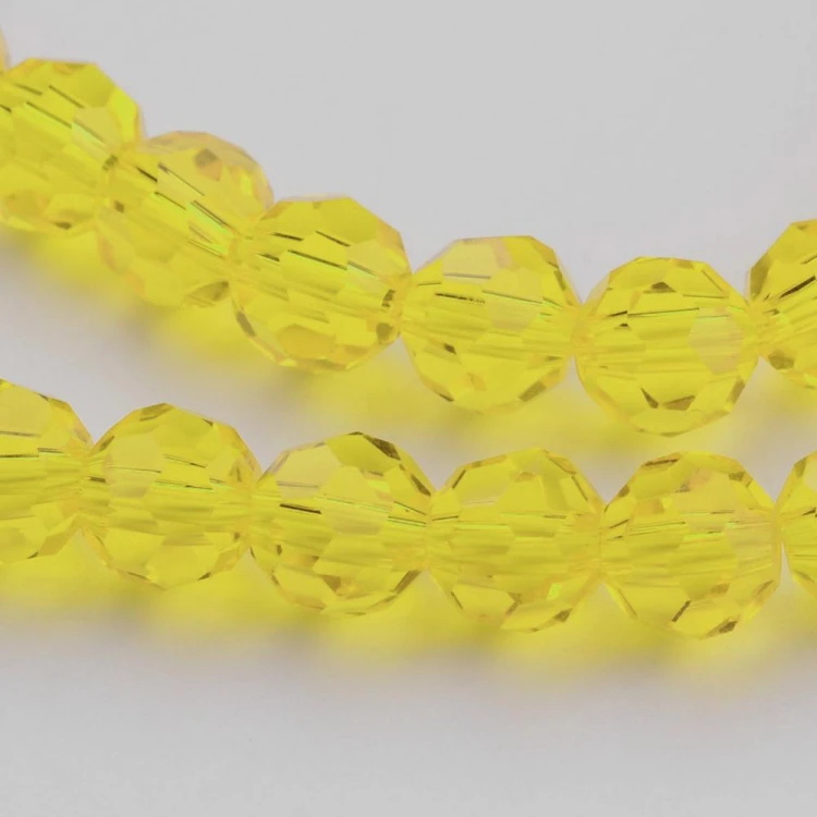 KSF125 Koraliki szklane fasetowane okrągłe 4mm sznur 88szt cytrynowe