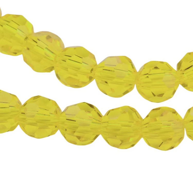KSF125 Koraliki szklane fasetowane okrągłe 4mm sznur 88szt cytrynowe