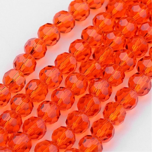 KSF126 Koraliki szklane fasetowane okrągłe 4mm sznur 88szt szkarłatne