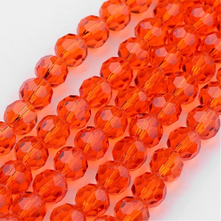 KSF126 Koraliki szklane fasetowane okrągłe 4mm sznur 88szt szkarłatne
