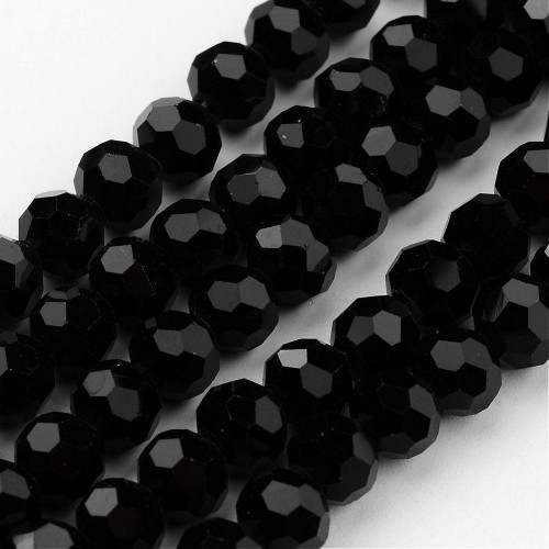 KSF127 Koraliki szklane fasetowane okrągłe 4mm sznur 88szt czarne