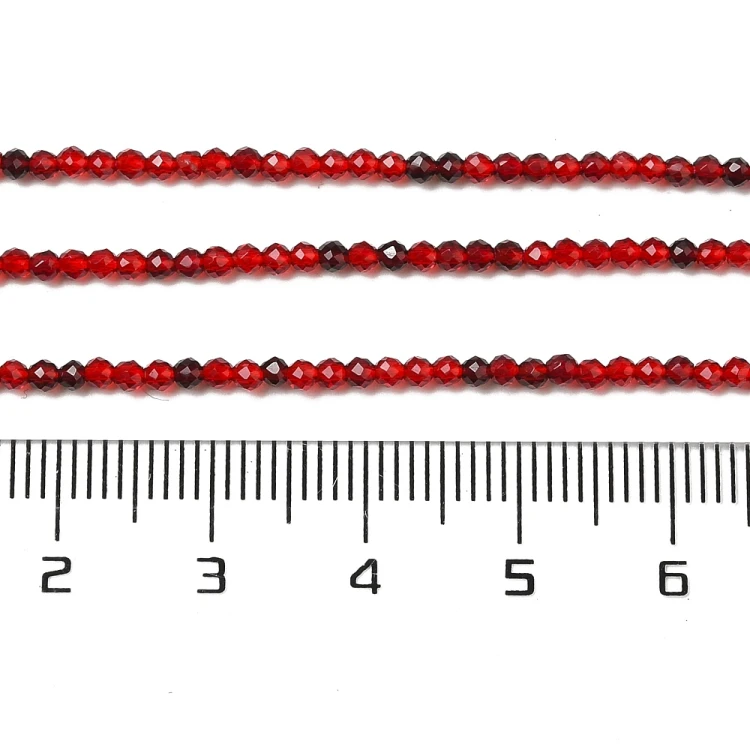 KSF133 Koraliki szklane fasetowane okrągłe 2mm sznur 185szt mix bordowe