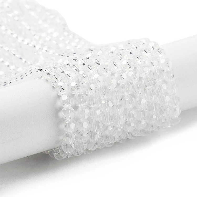 KSF139 Koraliki szklane fasetowane okrągłe 4mm sznur 88szt crystal pearl