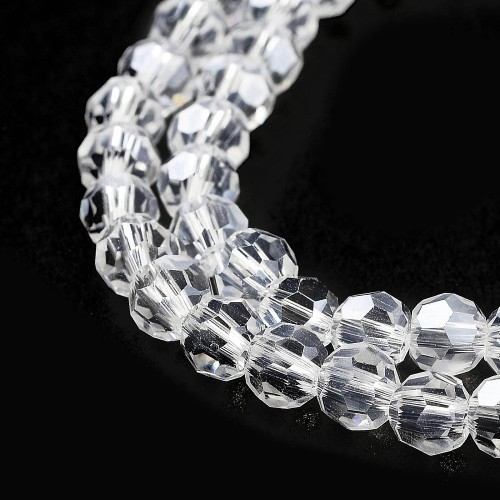 KSF139 Koraliki szklane fasetowane okrągłe 4mm sznur 88szt crystal pearl