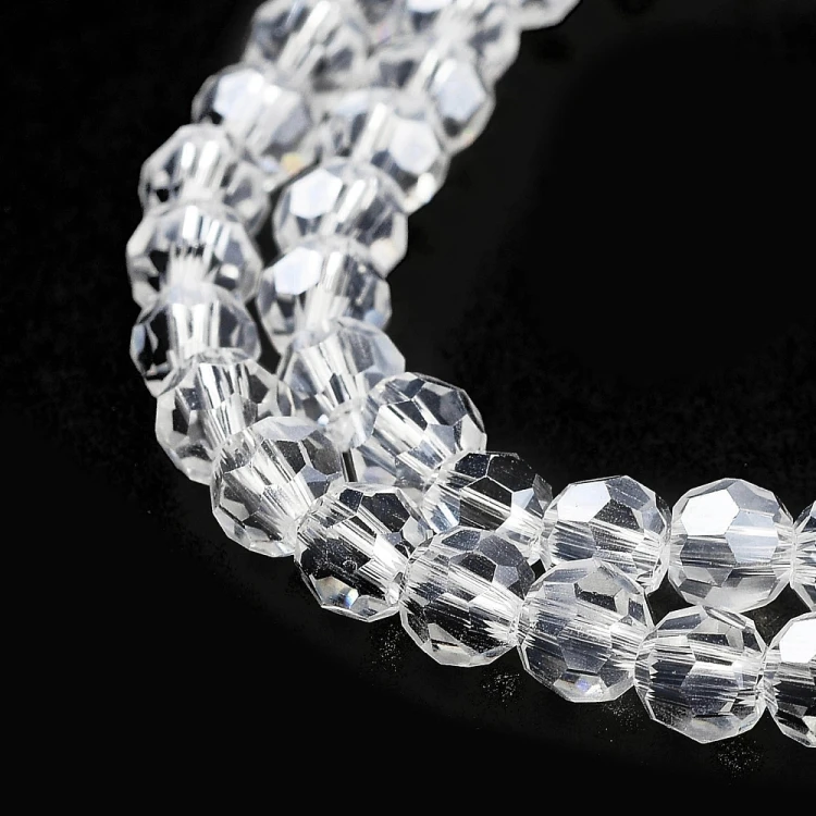 KSF139 Koraliki szklane fasetowane okrągłe 4mm sznur 88szt crystal pearl