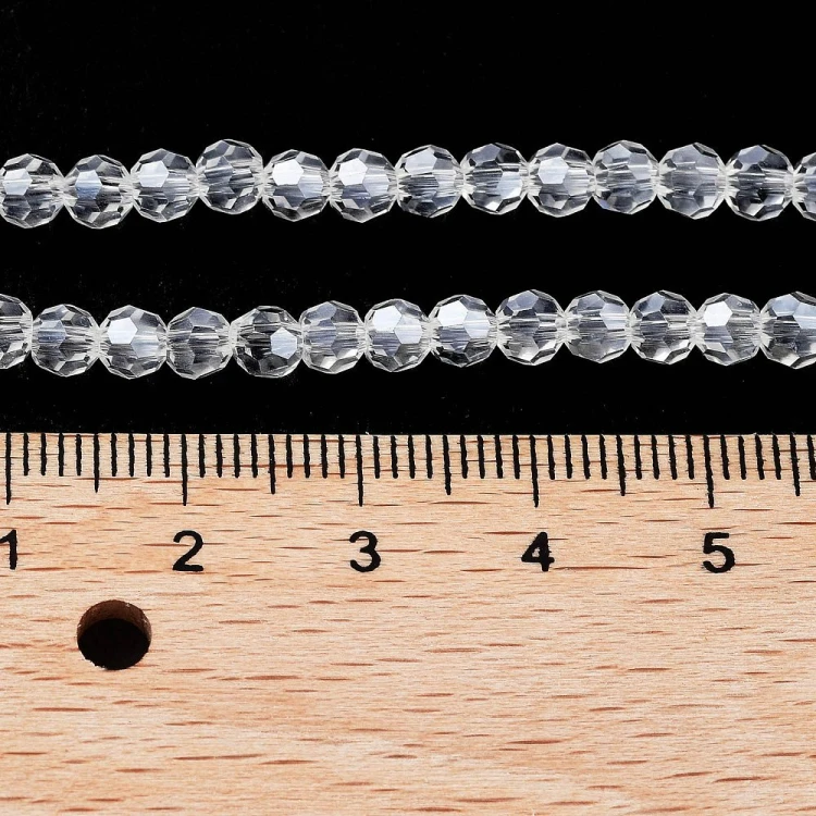 KSF139 Koraliki szklane fasetowane okrągłe 4mm sznur 88szt crystal pearl