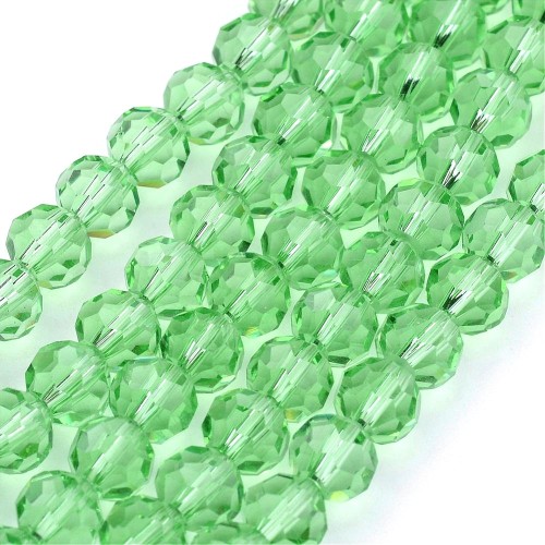 KSF121 Koraliki szklane fasetowane okrągłe 4mm sznur 88szt j.zielone