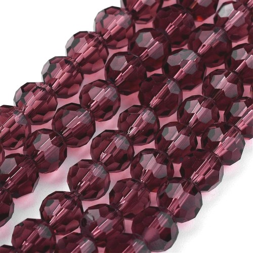 KSF122 Koraliki szklane fasetowane okrągłe 4mm sznur 88szt burgundowe
