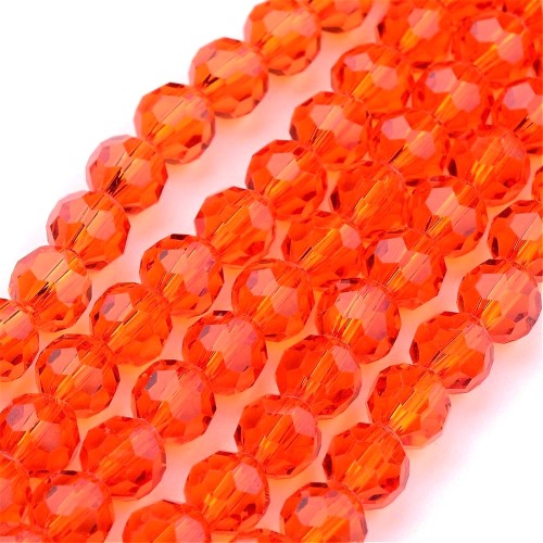 KSF126 Koraliki szklane fasetowane okrągłe 4mm sznur 88szt szkarłatne