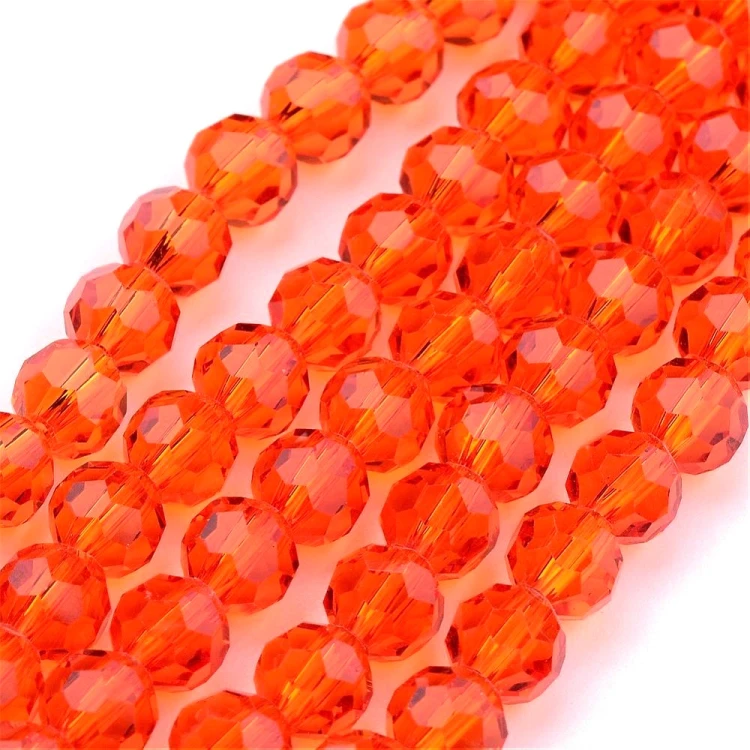 KSF126 Koraliki szklane fasetowane okrągłe 4mm sznur 88szt szkarłatne