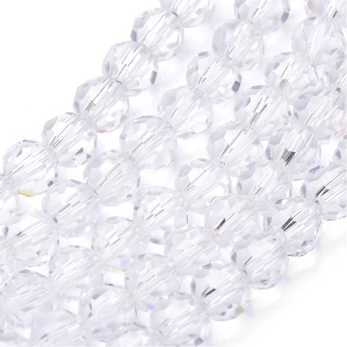 KSF128 Koraliki szklane fasetowane okrągłe 4mm sznur 88szt crystal