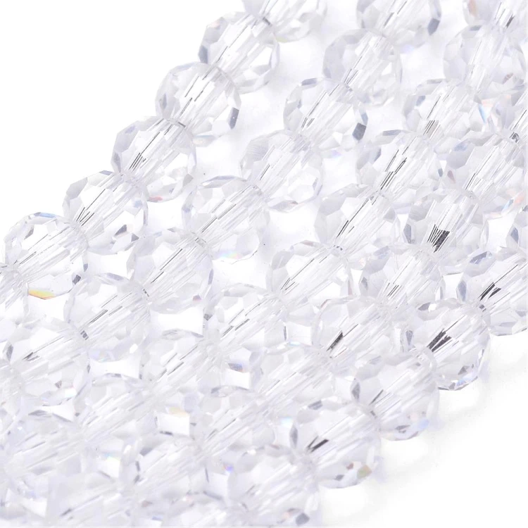 KSF128 Koraliki szklane fasetowane okrągłe 4mm sznur 88szt crystal