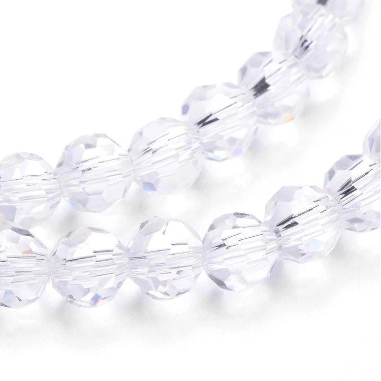 KSF128 Koraliki szklane fasetowane okrągłe 4mm sznur 88szt crystal